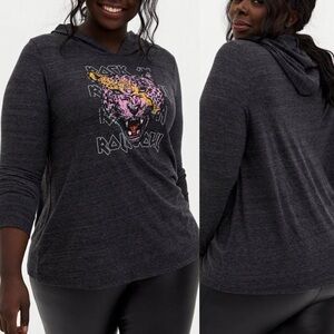 NWT Torrid size 1X Cheetah black gray hooded tee